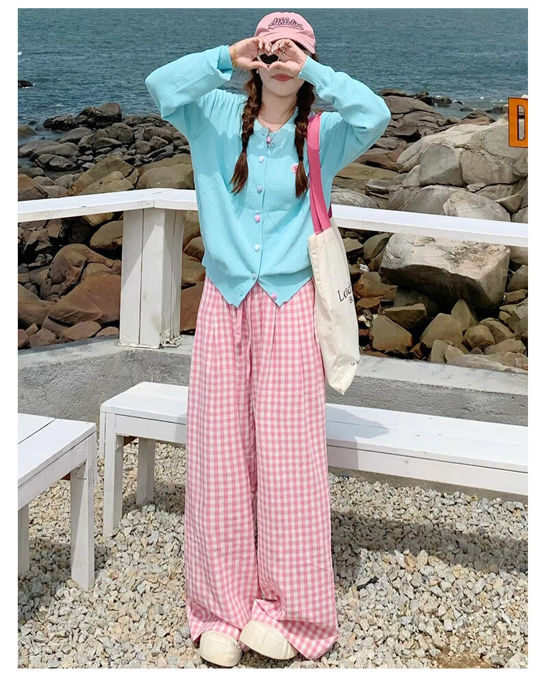 LangSha Wide-Leg Pants for Women, Spring And Autumn New Style Dopamine High-Waist Draping Slimming Casual Loose Lazy Trendy Trousers 4