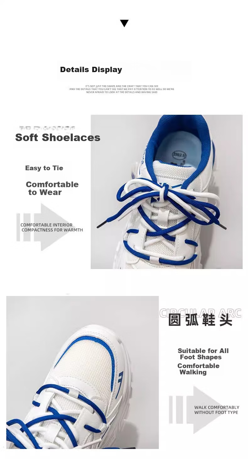 Huili Women's New Dad Shoes, Height-Increasing Breathable Casual Sneakers for Women, 4450Z White/blue, Size 35 1