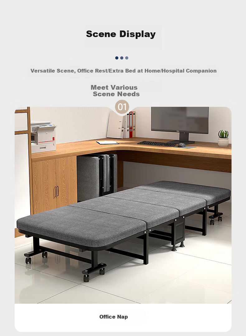 Wenna Folding Bed, Single Nap Bed for Office, Hard Board Bed, Military Cot, Hospital Accompanying Bed, Hard Four-Fold Bed 8070Y 11