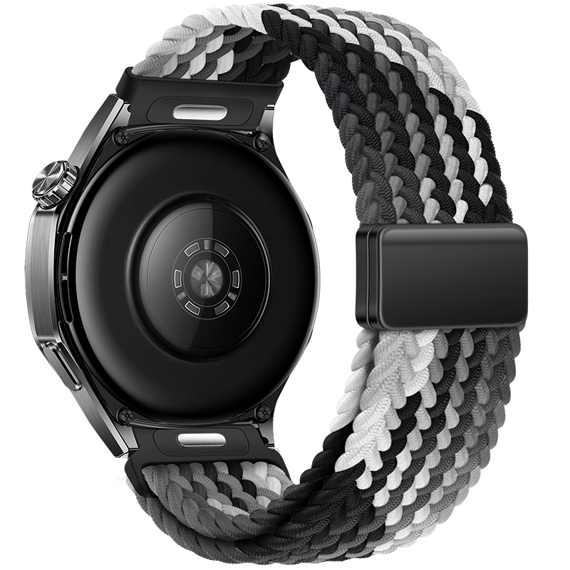 Binghong Magnetic Woven Quick-Release Watch Strap for Huawei GT6 41mm, Compatible with Huawei Watch 5, GT5/GT5 Pro/GT4/GT3 Pro/GT2 - Black Chocolate