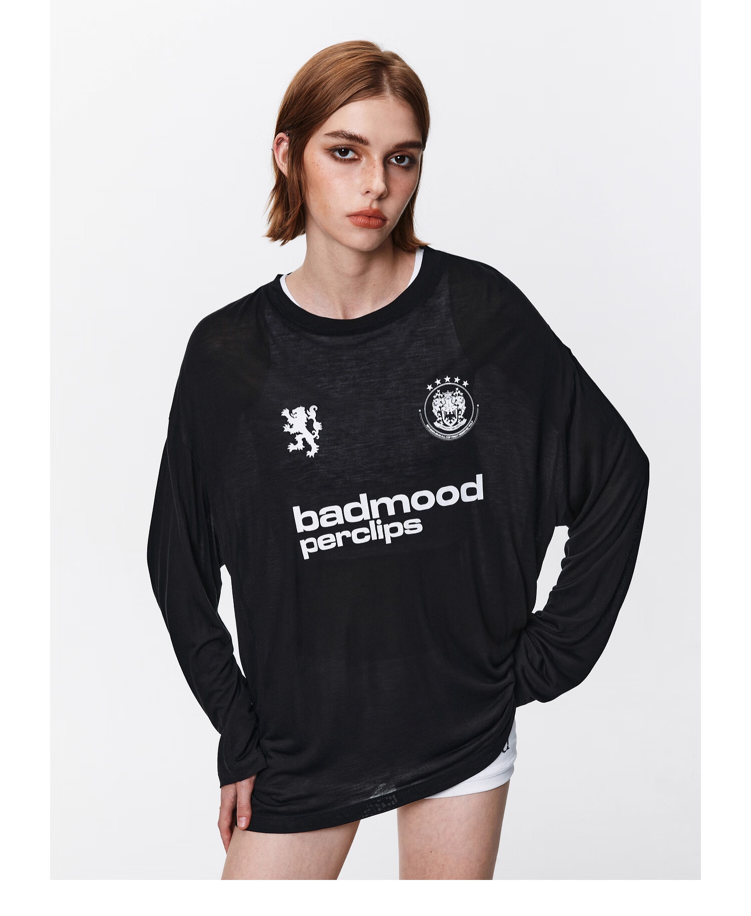 PCLP Printed Long Sleeve Sports Hoodie Loose Fit American Style Lightweight T-Shirt M White 4