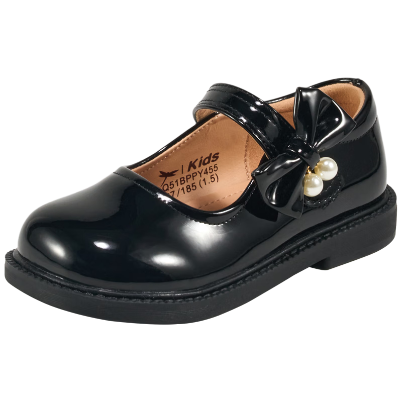 RED DRAGONFLY Children's Autumn Shoes, Girls' Flats, Soft-Soled Princess Shoes for Girls, Small Leather Shoes Q51BPPY455 Black Size 33