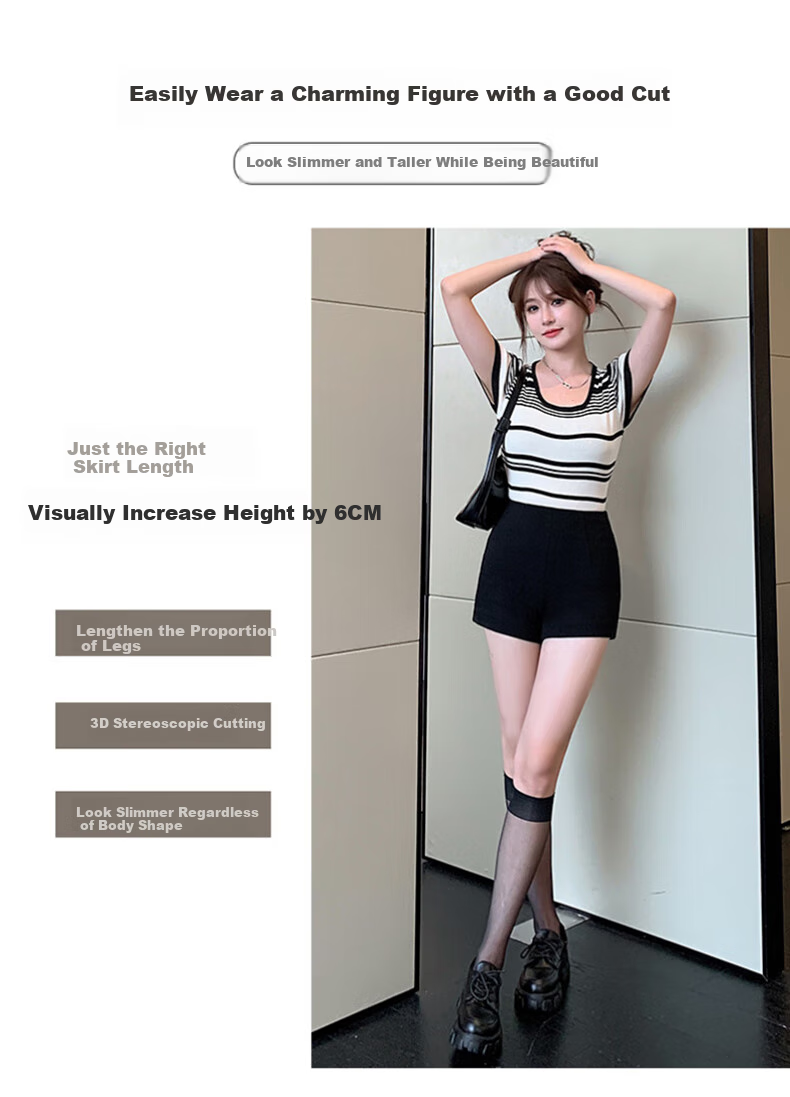 LangSha Women's Suit Shorts, 2025 Autumn Thin Style, Slim Fit Black Shorts, Korean Style Versatile High-Waist Elastic Leggings 4