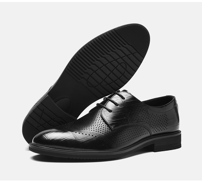 HLA Men's Leather Shoes, Business Formal Dress Shoes, Genuine Leather Footwear, HAAPXM2FAV172, Black, Size 44 45