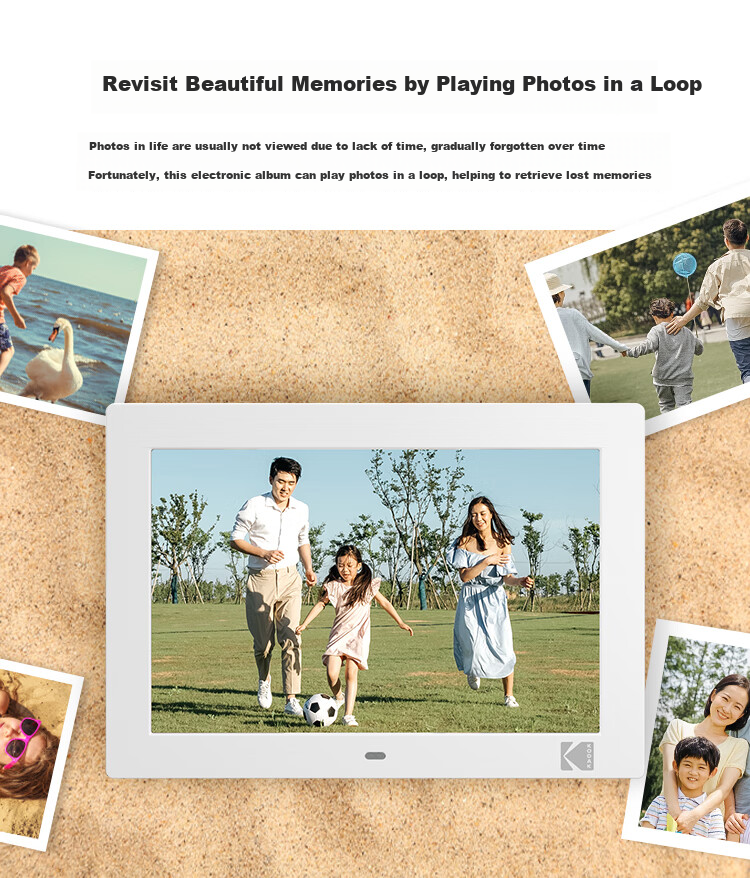 KODAK Digital Photo Frame, 10.1-Inch HD Electronic Album Video Player, White, Mid-Autumn Festival Gift 4