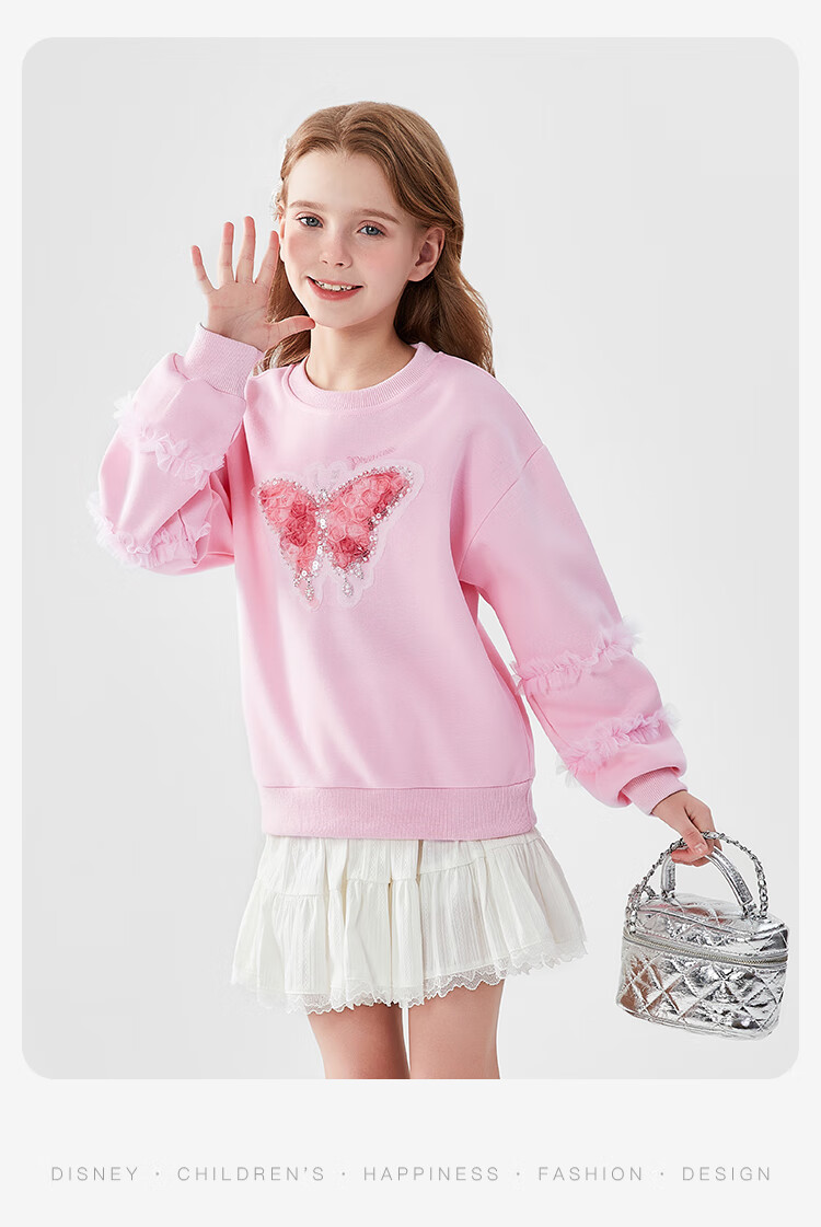 Disney Girls' Sweatshirt Spring Stylish Bowknot Pullover Kids Casual Top Spring Autumn PL160034 Blue Size 130 8