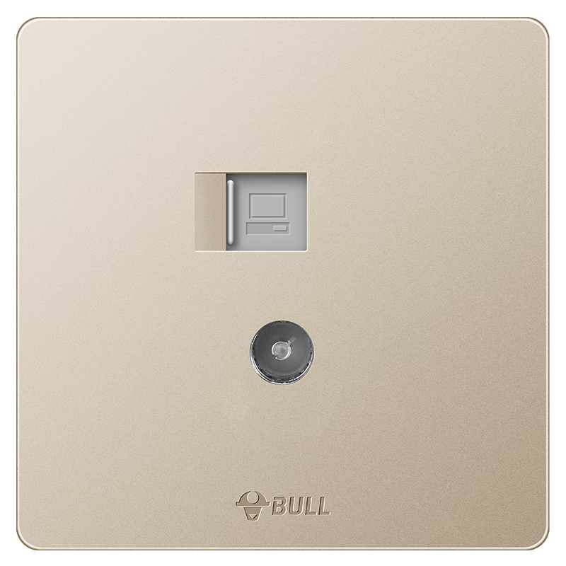 BULL G12 Series 2-Gang Computer and TV Socket Cream Style 86 Type G12T223 Starry Gold