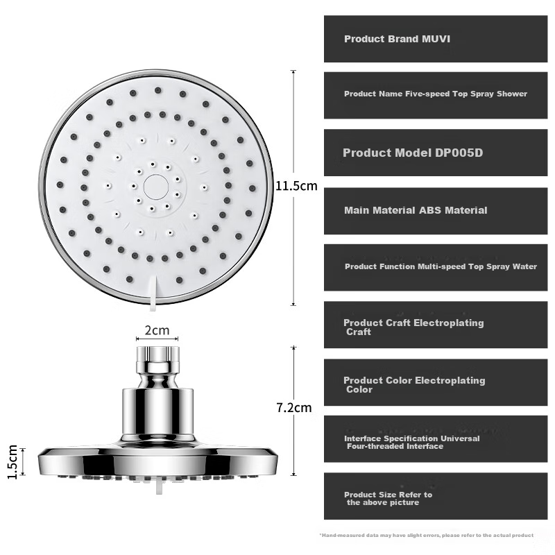 Muvi Shower Head, High-Pressure Shower Sprayer, Round Large Top Spray, Universal Accessory for Shower Systems 1