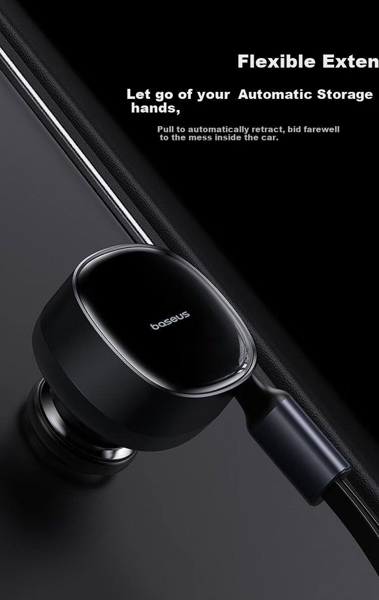Baseus Car Charger And Cigarette Lighter Dual-Port Super Fast Charging Car Charger, Type-C with Built-In Cable, 60W 3