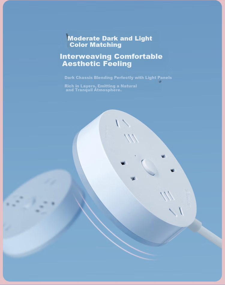 BULL Power Strip/surge Protector/power Bar/power Outlet/extension Cord, Round Socket with Master Switch, Total Length 1.8 Meters, Sky Blue, GN-R2220 3