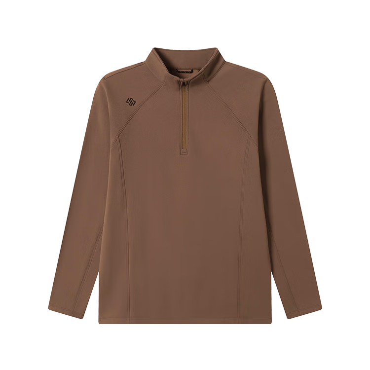 JD Jingzao Fleece Thermal Sports Long Sleeve T-Shirt Men Spring Fleece Warm Half-Zip Sweatshirt Dark Khaki XL