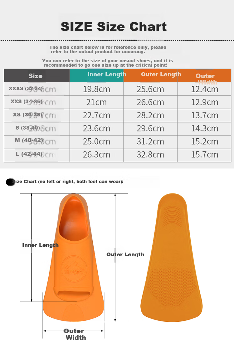 YINGFA Swimming Fins for Children And Adults, Comfortable, Durable, Professional, for Swimming, Snorkeling, Speed Training, Kick Aid, Soft Rubber Flippers 4