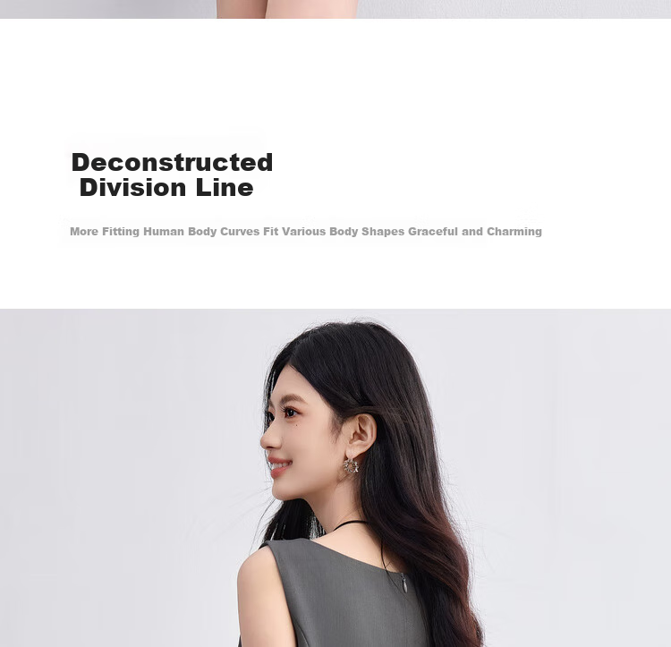 Sentubila Sleeveless Waist-Defined Slim Fit Elegant Gray Mid-Length Dress for Women Summer Office Wear 8