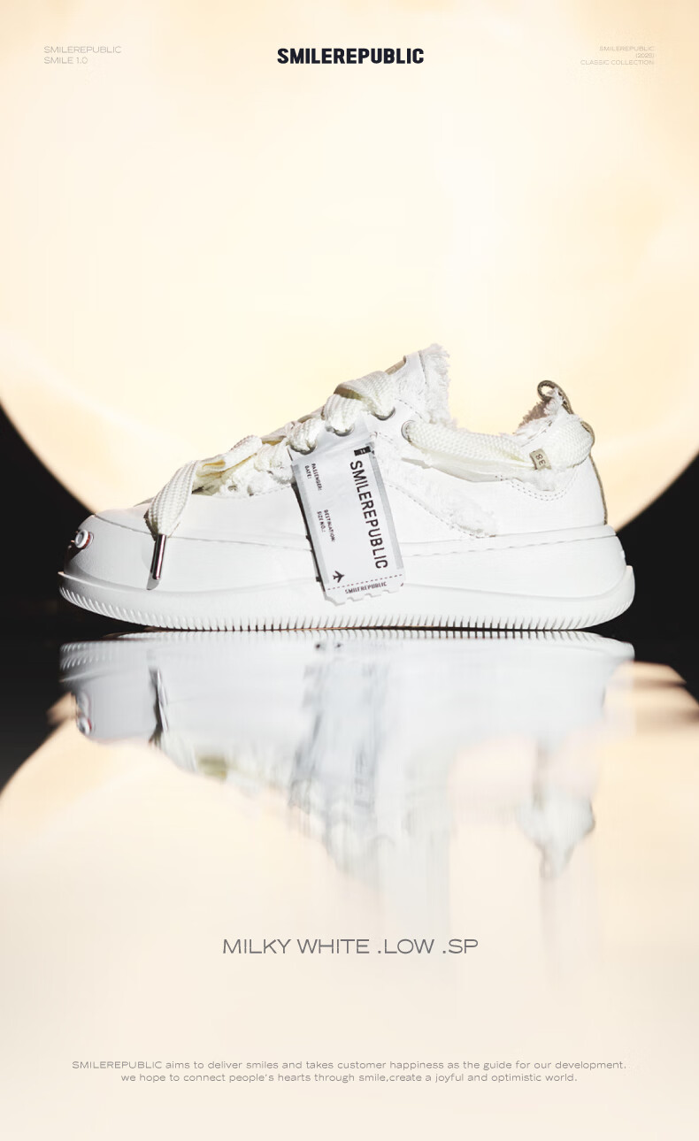 Smilerepublic Cream Low-top Replaceable Smile Thick-soled Shoes Cream White 39 1