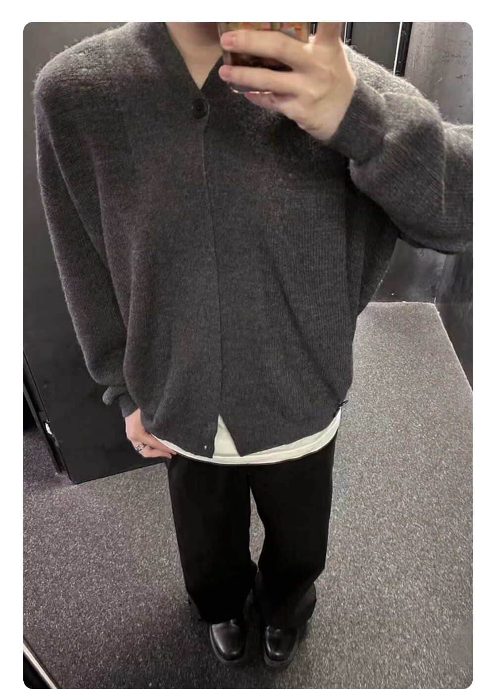 CLOR Cardigan Sweater Unisex Autumn Winter Old Money Style Lazy Knit Jacket MYC06 Black XL 5