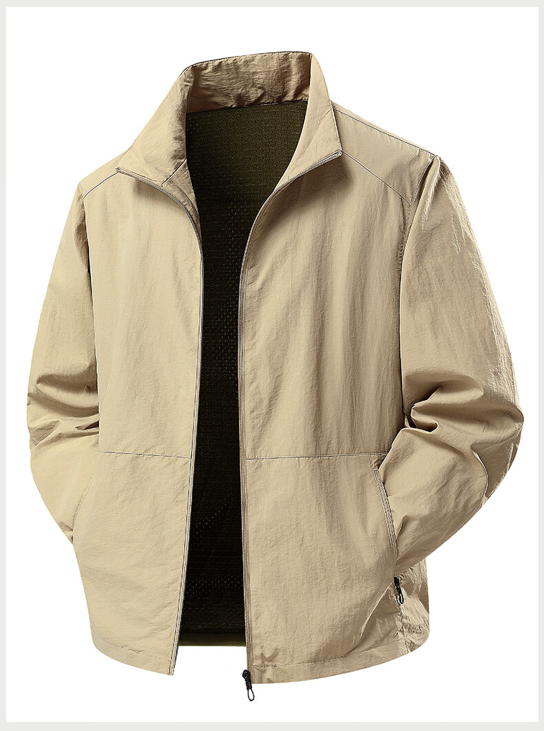 Jeanswest Men's Summer Lightweight Outdoor UV Protection Jacket Casual Sports Breathable Skin Jacket with Turn-down Collar 4