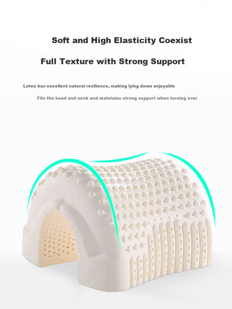 DeRUCCI Pusu 93% Imported Thai Natural Latex Pillow, Neck Support Pillow, Sleep Aid, Specialized for Sleeping, Textured Massage Pillow, Adult Pillow 7