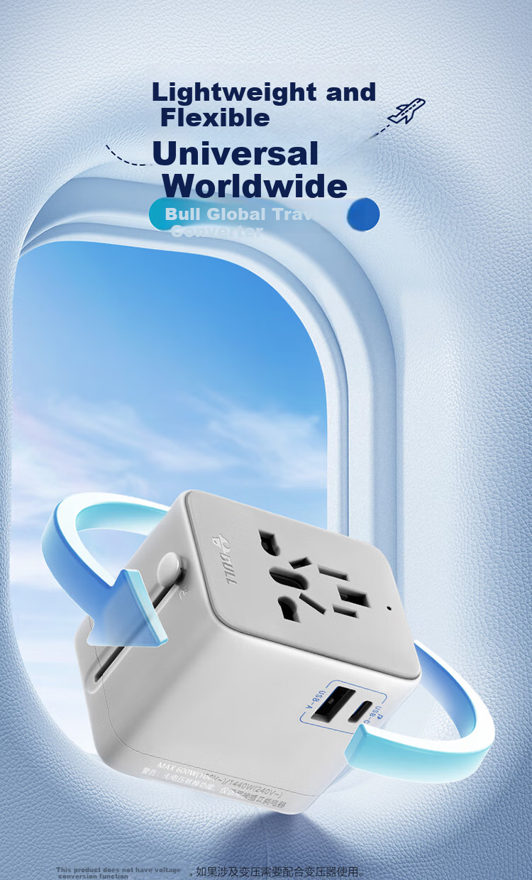 BULL 20W Fast Charging USB Multi-Country Socket Travel Adapter/World Converter Plug for International Travel Business Trip Study Abroad High Power Protection Plug European Standard American Standard Australian Standard British Standard Distant Mountain Gray 1