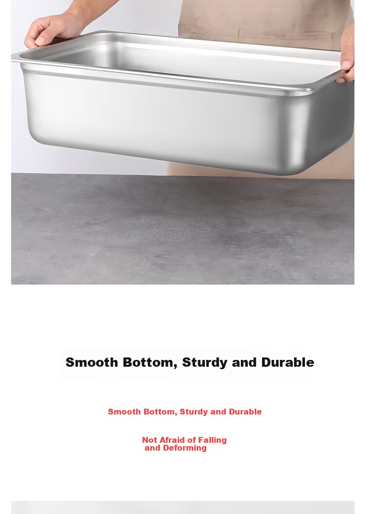 Baijie Stainless Steel Divided Plate, Square Commercial Portion Tray, 1/1 Cafeteria Serving Tray, Food Container, 15cm Fast Food Tray (Lid Not Included) 9