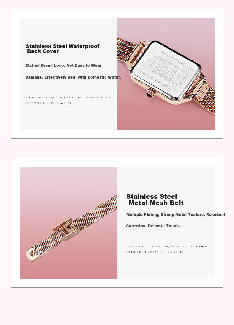 Julius Women's Watch, Simple And Elegant Dial, Fashionable Instagram Style, Waterproof Student Ladies' Watch with Rose Strap, Pink Dial JA-1267A 12