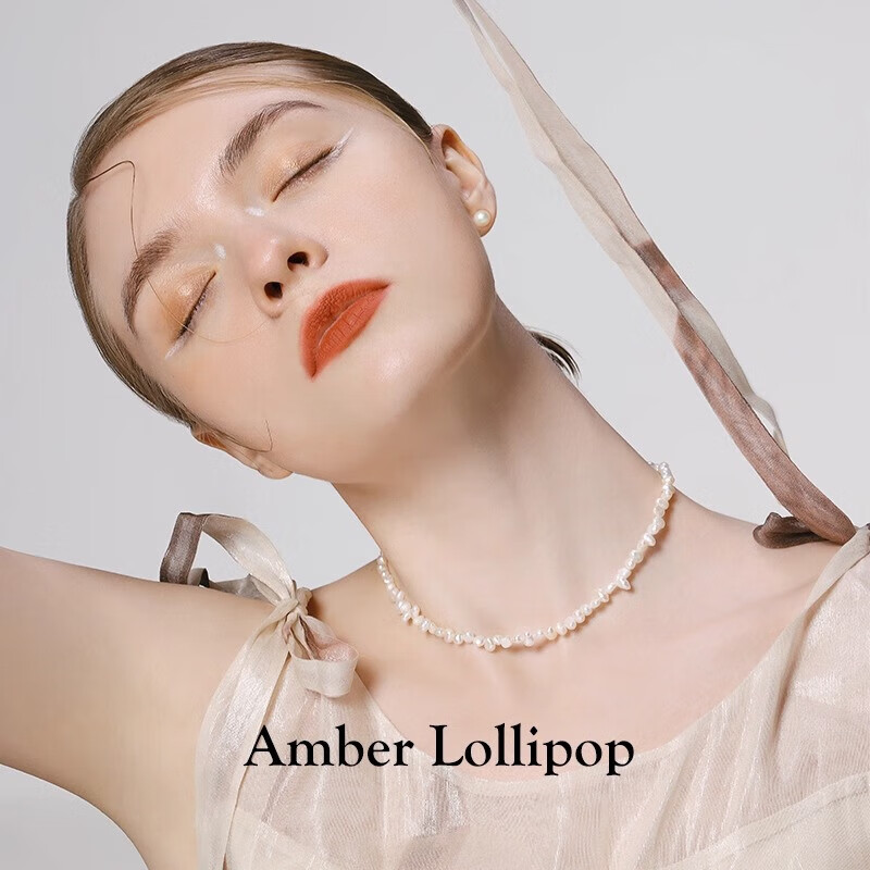 Amber Lollipop Wang Yumen Same Style Pearl Necklace for Women, Collarbone Chain, Birthday Mother's Day Gift for Mom Or Wife, Practical Present