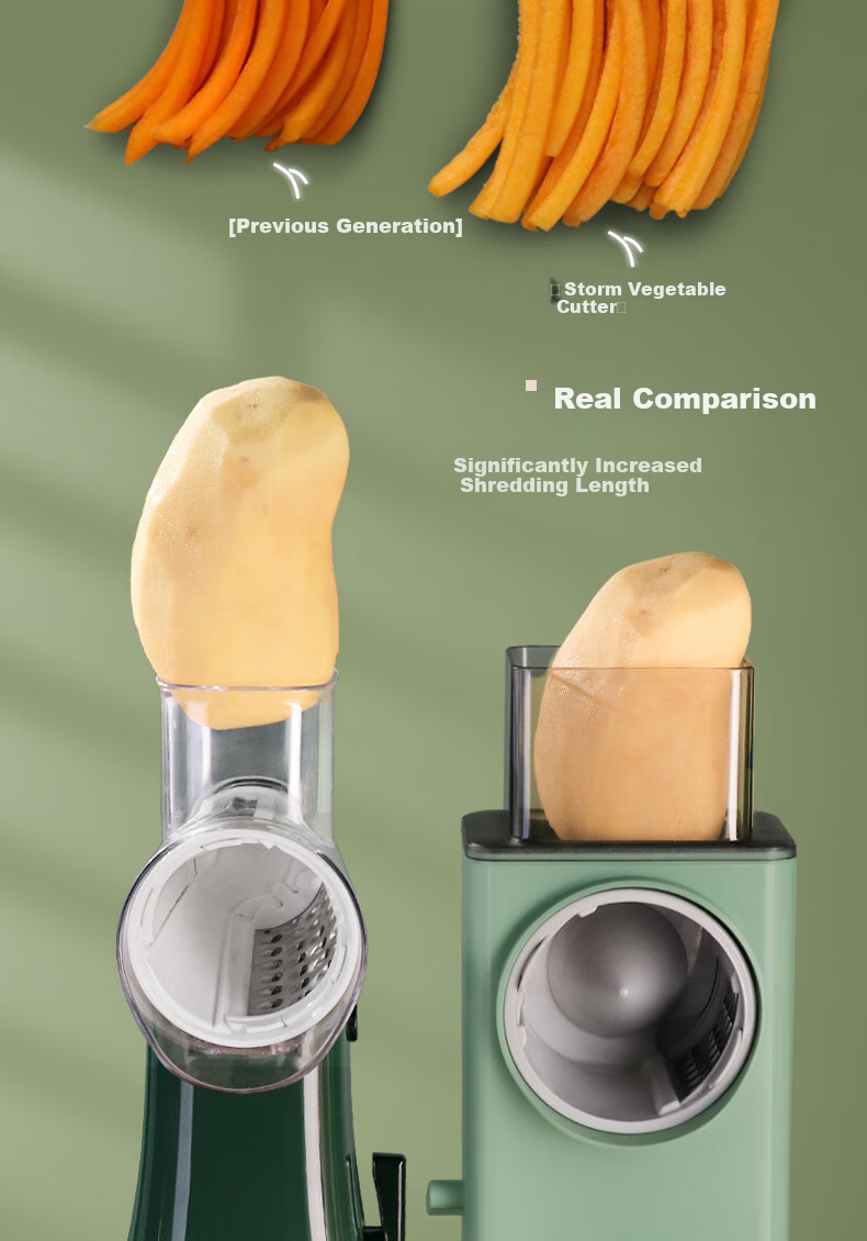 BJ Vegetable Slicer, Household Shredder, Kitchen Hand-Cranked Storm Roller Slicer, Potato Shredder, Grater, Five Blades 6