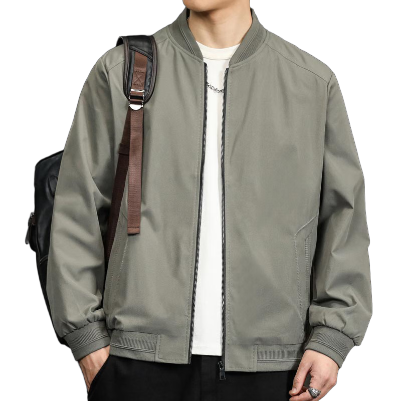 Pierre Cardin Men's Jacket Spring Autumn Premium Baseball Collar Workwear Coat Gray Green L