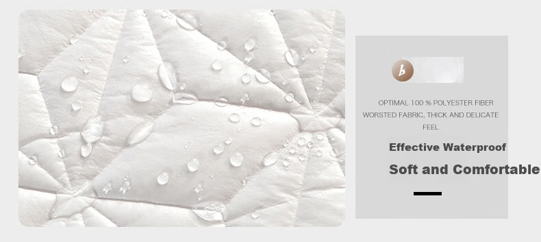 Hengyuanxiang Class A Quilted Fitted Sheet, Single Piece Washable, Dirt-Proof Non-Slip Mattress Protector Cover for Single Bed, 150*200cm 8