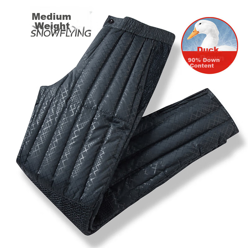 SNOWFLYING [Upgraded Knee Pads] Autumn And Winter down Pants for Men, New Warm Trousers for Middle-Aged And Elderly, Straight-Leg Fleece-Lined Thick Cotton Pants