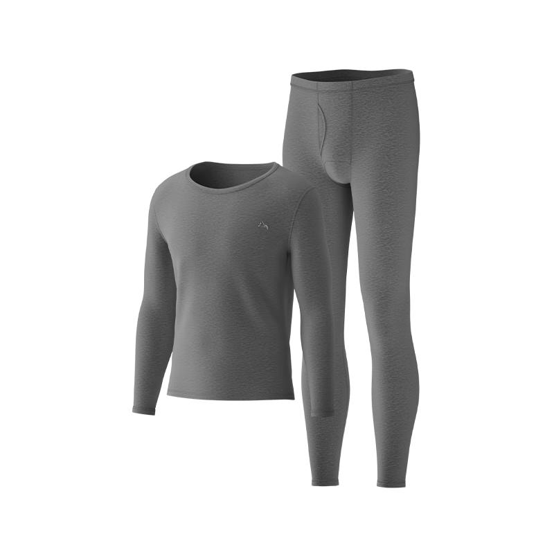 HLA【Mountain Not High】Men's Autumn Thermal Underwear Set Round Neck Class A 210g Pure Cotton Antibacterial Mite-Resistant Thin Warm Innerwear