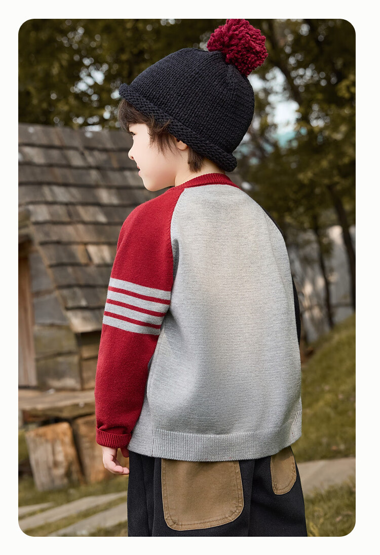 ASK JUNIOR Academy Style Children's Long Sleeve Sweater 25 Autumn Toddler Colorblock Fleece Yarn Knit Cardigan Boys Sweater 11