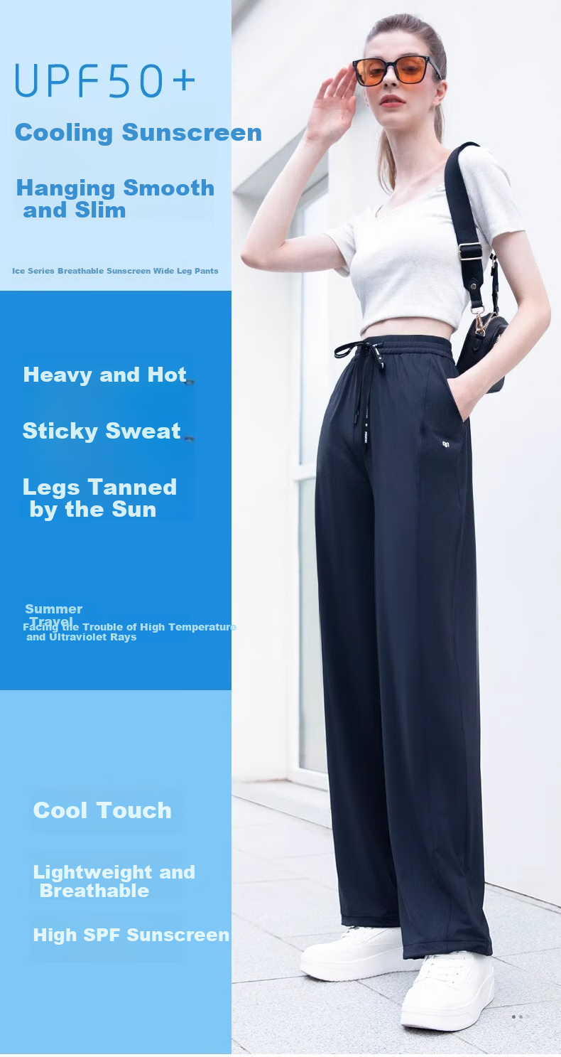 Moxun Women's Cooling Sunscreen Casual Pants Summer Cool Wide-Leg Straight Slim Trousers Convertible 1