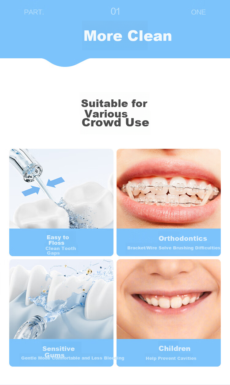 JD Jingzao High-End Portable Oral Irrigator Blue with Screen Display, 10-Level Adjustment, 300ml Large Water Tank, Dental Cleaner, Teeth Washer, Tartar Prevention for Women 6