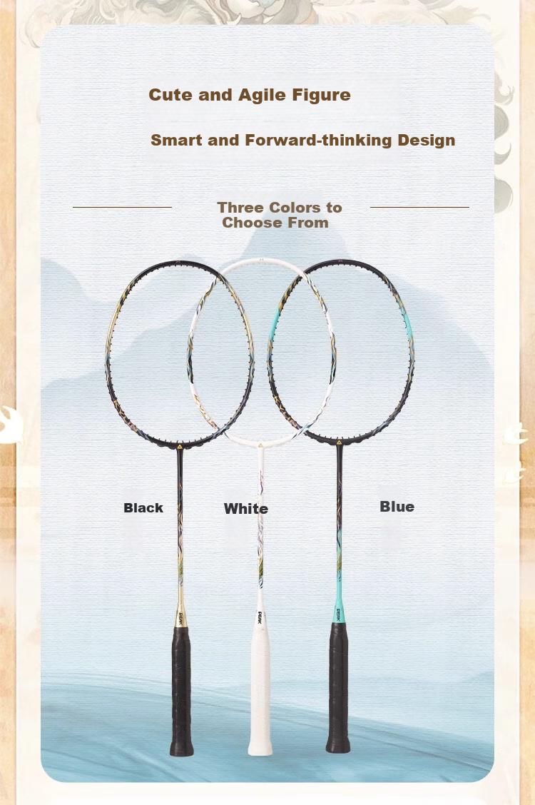 PEAK Badminton Racket, Full Carbon Single Racket, High Tension 5U Professional Competition Full Carbon Fiber, Ultra-Light And Durable Racket, White 5