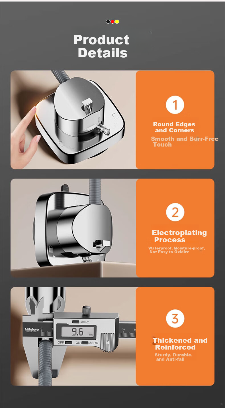 JROR [Germany] Shower Head Holder, No Drilling Required, Shower Base, Adjustable Bracket for Bathroom 11