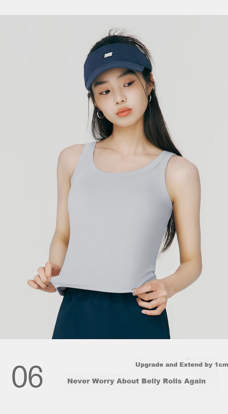 THREEGUN Women's Cotton Camisole Tank Top, Ribbed Slim-Fit Undershirt, Sexy Inner Wear, Seamless Integrated Knit, 2-Piece Set 10