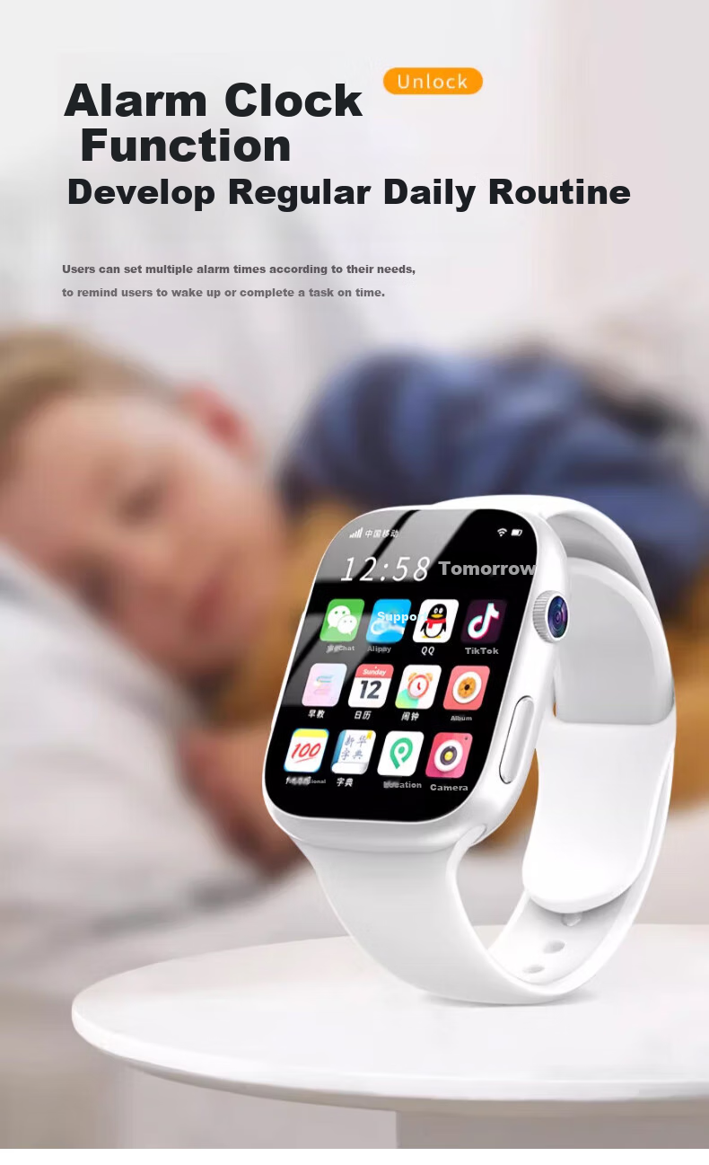 ATQ [True Configuration, No Lag] Children's Smartwatch Phone Watch with SIM Card Slot, Video Positioning, Waterproof, 5G Full Network Compatible for Primary And Secondary School Students, Gift for Talented Youth - Premium White 6