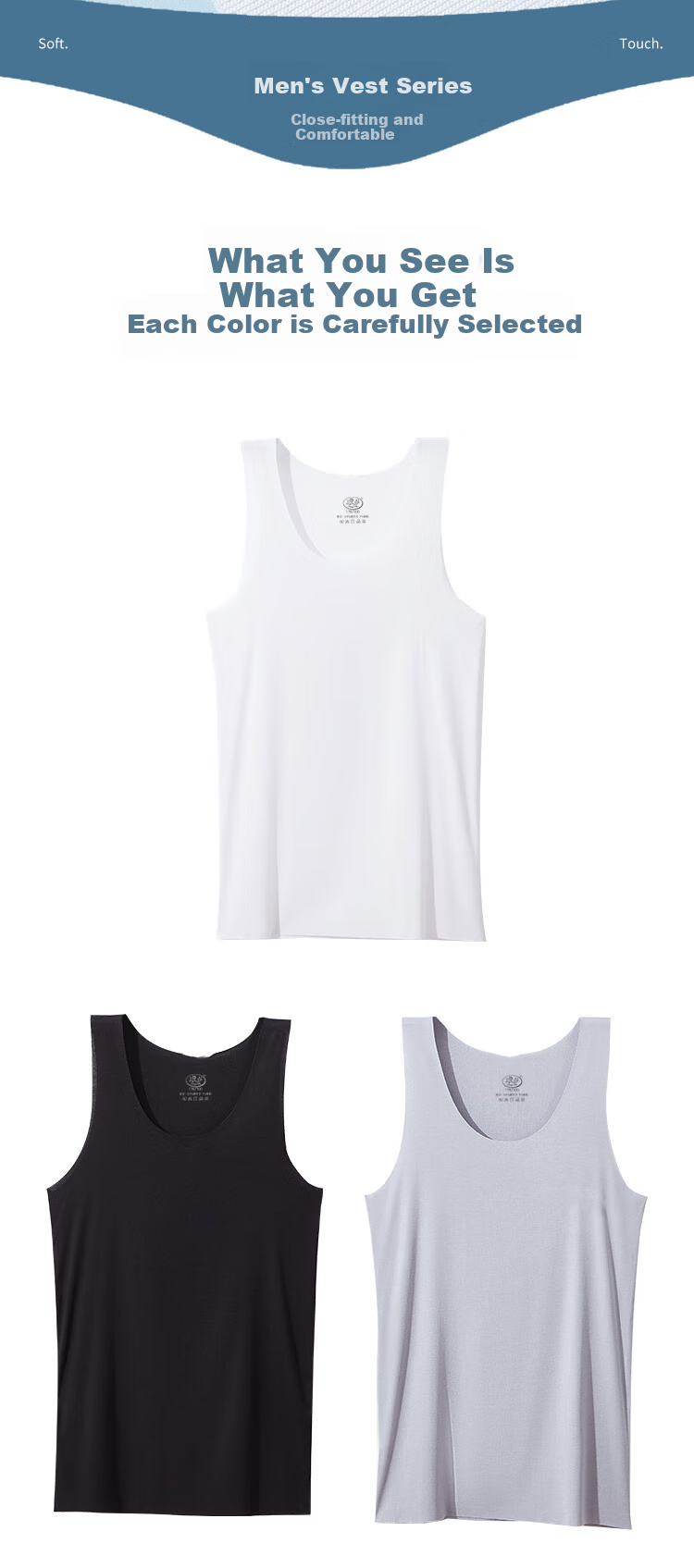 LangSha Men's Tank Top, Summer 7A Antibacterial Ice Silk Seamless Modal Thin Sleeveless Athletic Undershirt 13