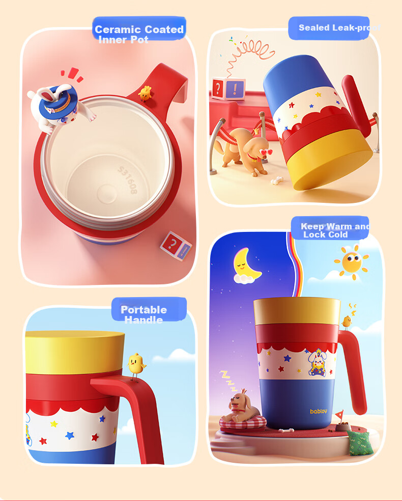 BABLOV Huaban Sen Insulated Coffee Cup Water Cup Women's High-Value Ceramic Coated Liner Mug Birthday Gift 2