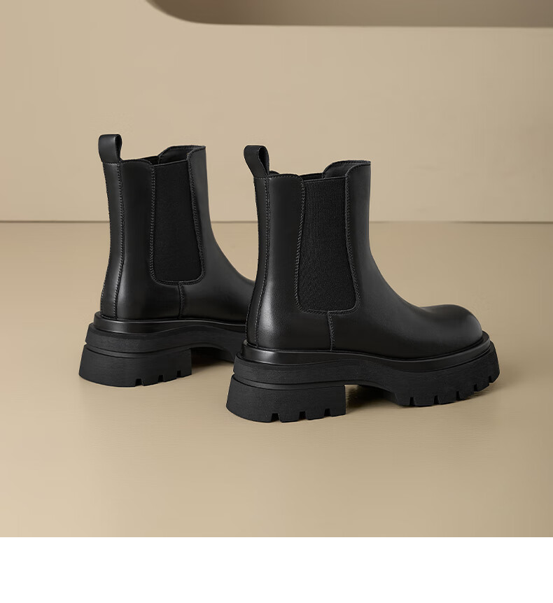 St&Sat Platform Martin Boots Women 2025 New Autumn Winter Genuine Leather Knight Short Boots British Black Chelsea Boots 13