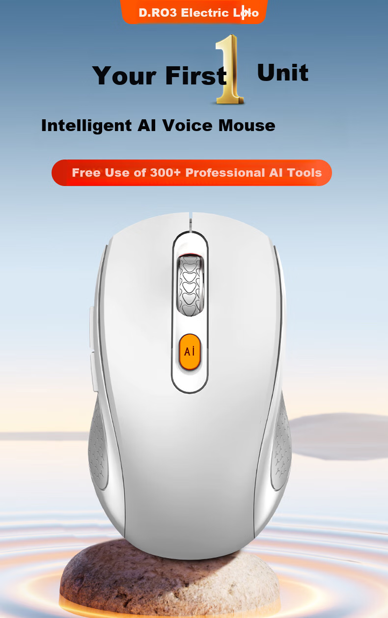 D.ROB Smart AI Mouse, Ergonomic Wireless Office Mouse, Bluetooth Dual-Mode Voice Typing Type-C Rechargeable Large Hand Mouse (With DeepSeek), D9 Black 3