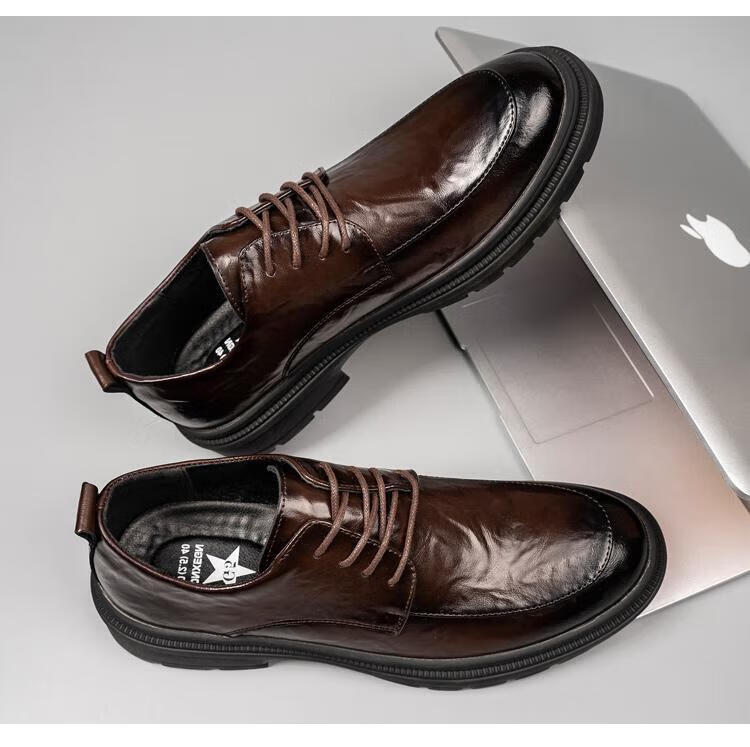 Jingzhenlianggong Men's Genuine Leather Dress Shoes 2026 Spring Business Lace-up Derby Black Size 40 20