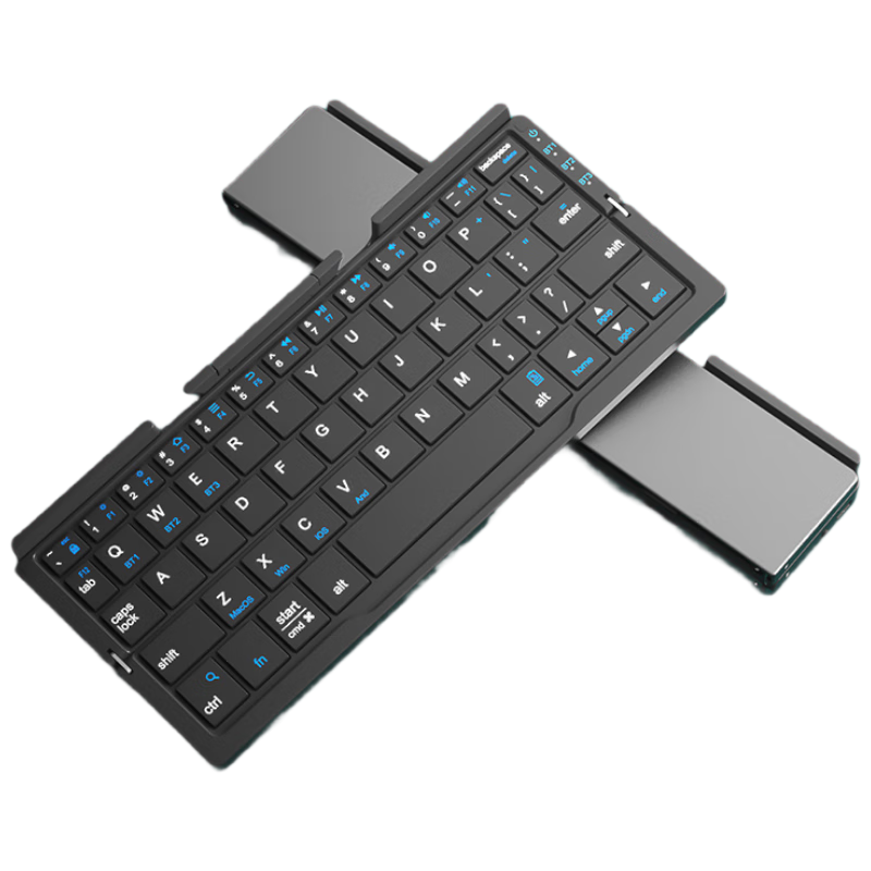 B.O.W Hangshi HB199 Foldable Bluetooth Keyboard Compatible with Apple iPad, Android, Huawei, Xiaomi Phones, Universal Silent Wireless Mini Portable Rechargeable Keyboard, Black Gray
