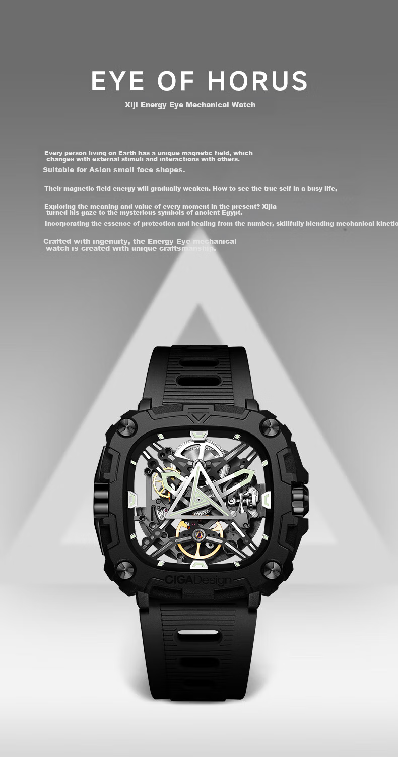 CIGA Design Jingjia Fengmang Series Mechanical Wristwatch, Trendy Energy Eye Fashion Men's Watch, Birthday Gift 1