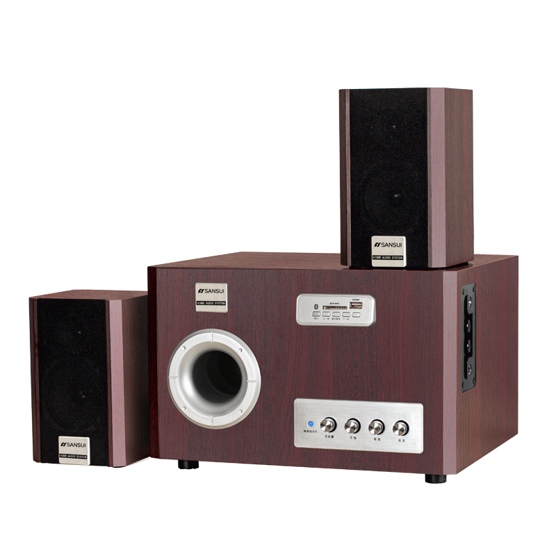 SANSUI 81C Home Computer Desktop Laptop Bluetooth Gaming Competitive E-sports Speaker Subwoofer 2.1 Wooden Speaker