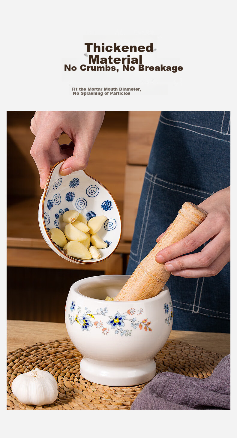 Newair Ceramic Garlic Masher, Manual Home-Use Old-Style Garlic Crusher, Garlic Paste Maker, Stone Mortar for Crushing Garlic And Grinding Herbs 8