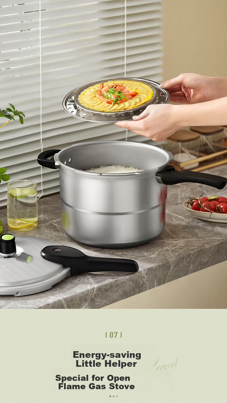ASD Aluminum Alloy Explosion-Proof Pressure Cooker with Six Safety Features, 9.6L Capacity, for Open Flame Use, Includes Steamer Rack YL26T2WG 4