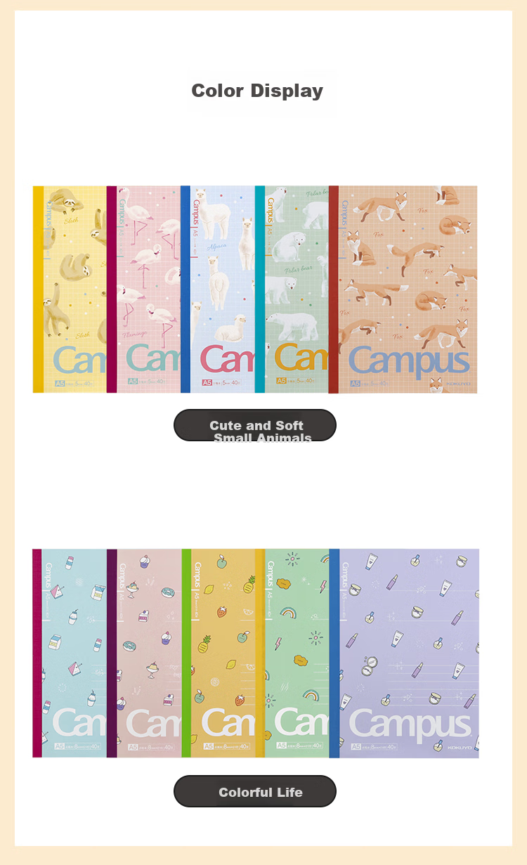 KOKUYO Campus Wirebound Notebook, Memo Pad, Yijiang 5mm Grid Paper, B5/40 Sheets, 5 Notebooks with Random Covers, WCN-CNB1448 3