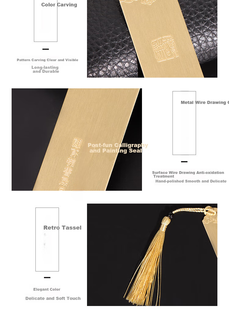 TaTanice Brass Bookmark, Graduation Season Gift, Chinese-Style Metal Bookmark, Reading Card with Tassel, Special Book Clip, Birthday Gift, Back-To Present, Nongyun Gift Box Set 7