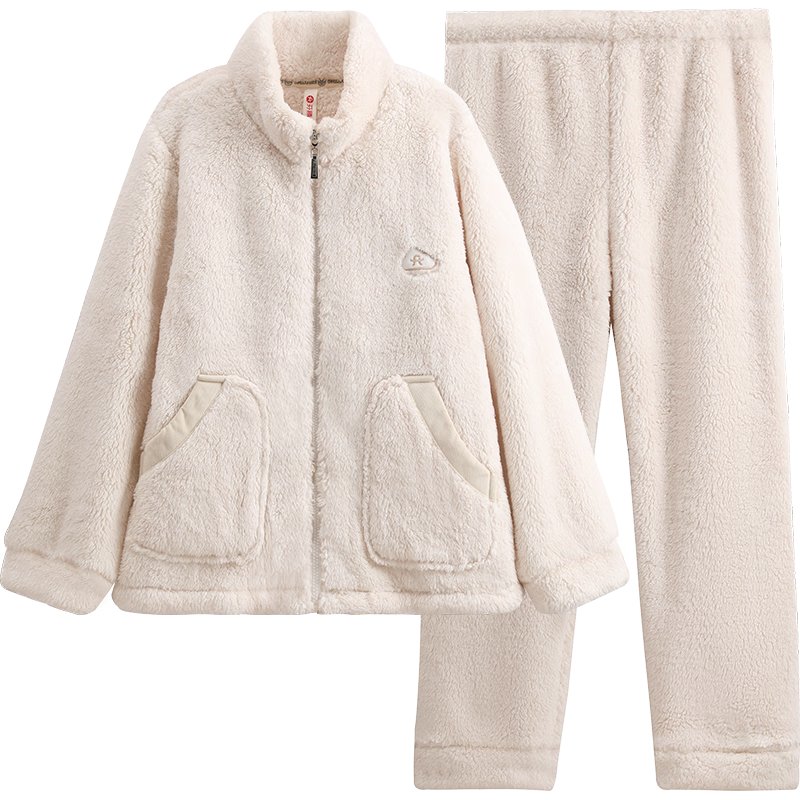 Fenteng Coral Fleece Couple Pajamas Autumn Winter Thickened Set Women's Wearable Flannel Men's Homewear